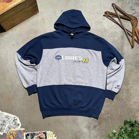 Vintage Chase Authentics NASCAR Embroidered Hoodie Mens Large Blue Sweatshirt - Picture 1 of 4